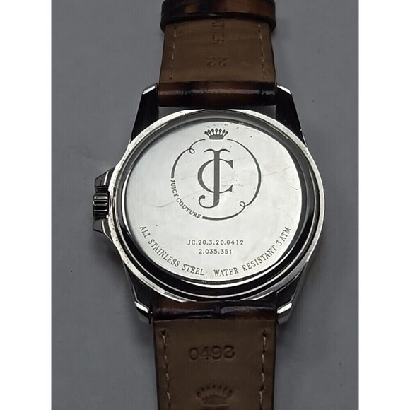 Juicy Couture Brown Dial Fluted Bezel Leather Strap Quartz Watch New Battery main image 4